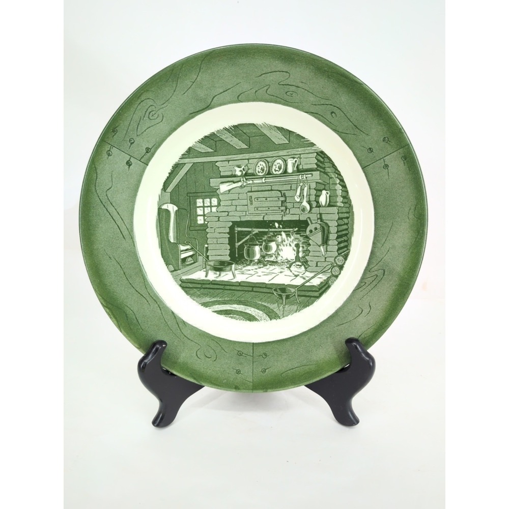 Vintage Green Colonial Homestead China by Royal 10" Dinner Plate